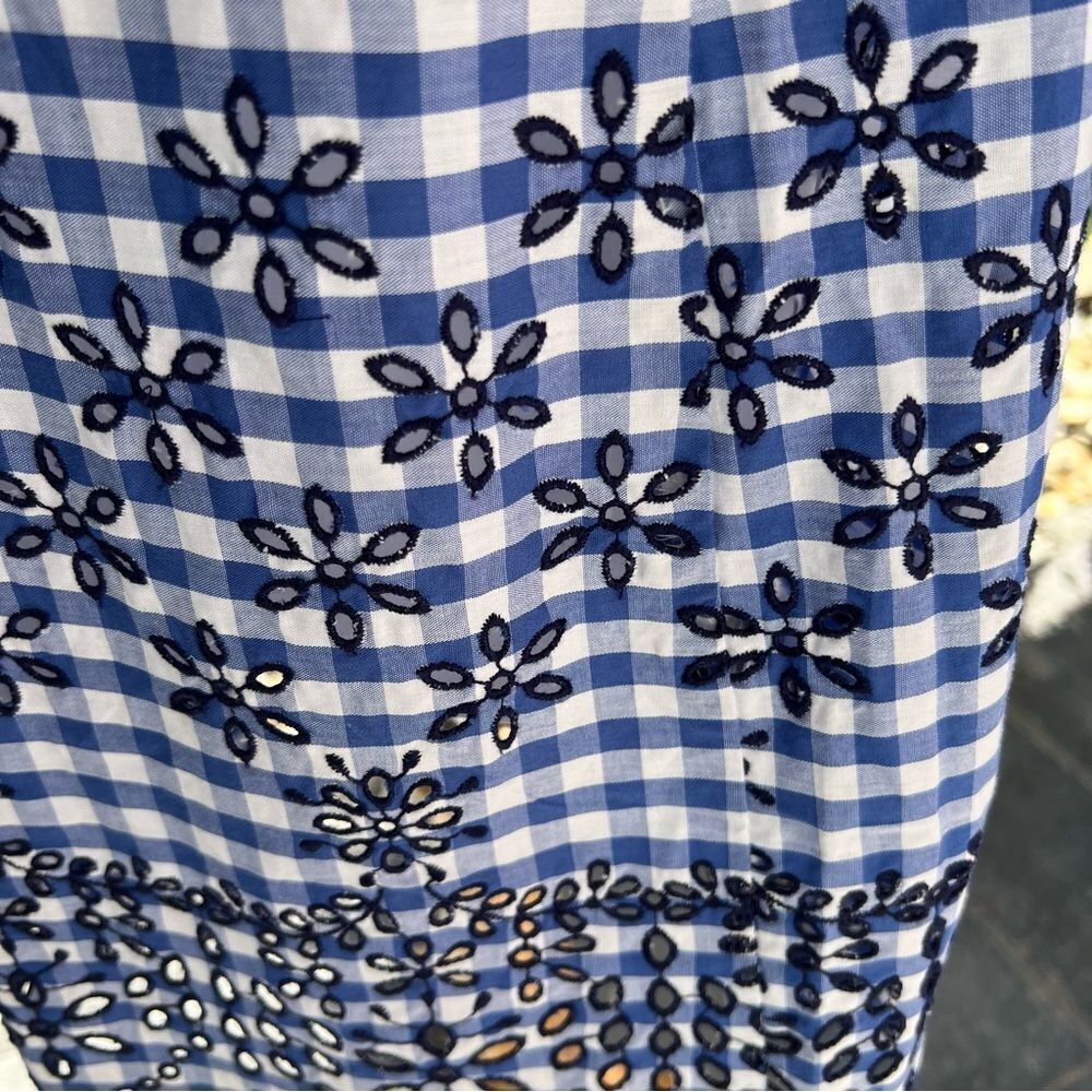 ISAACMIZRAHI Live Blue & White Checked Midi Sleeveless Dress Size 12 - Picture 4 of 10